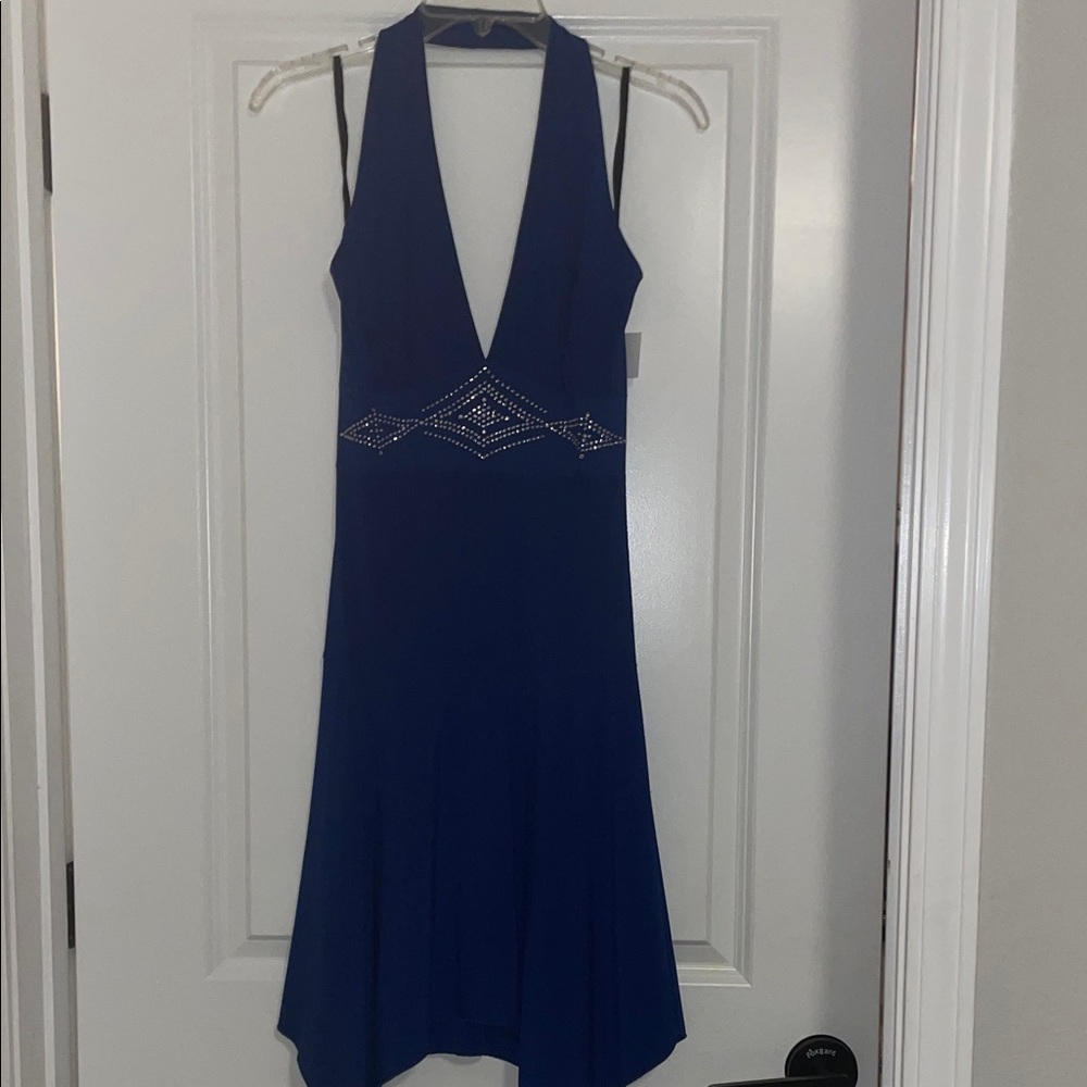 Elegant Blue Halter Dress